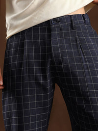 Campus Sutra Men Mid Rise Checked Relexed Fit RegularTrousers