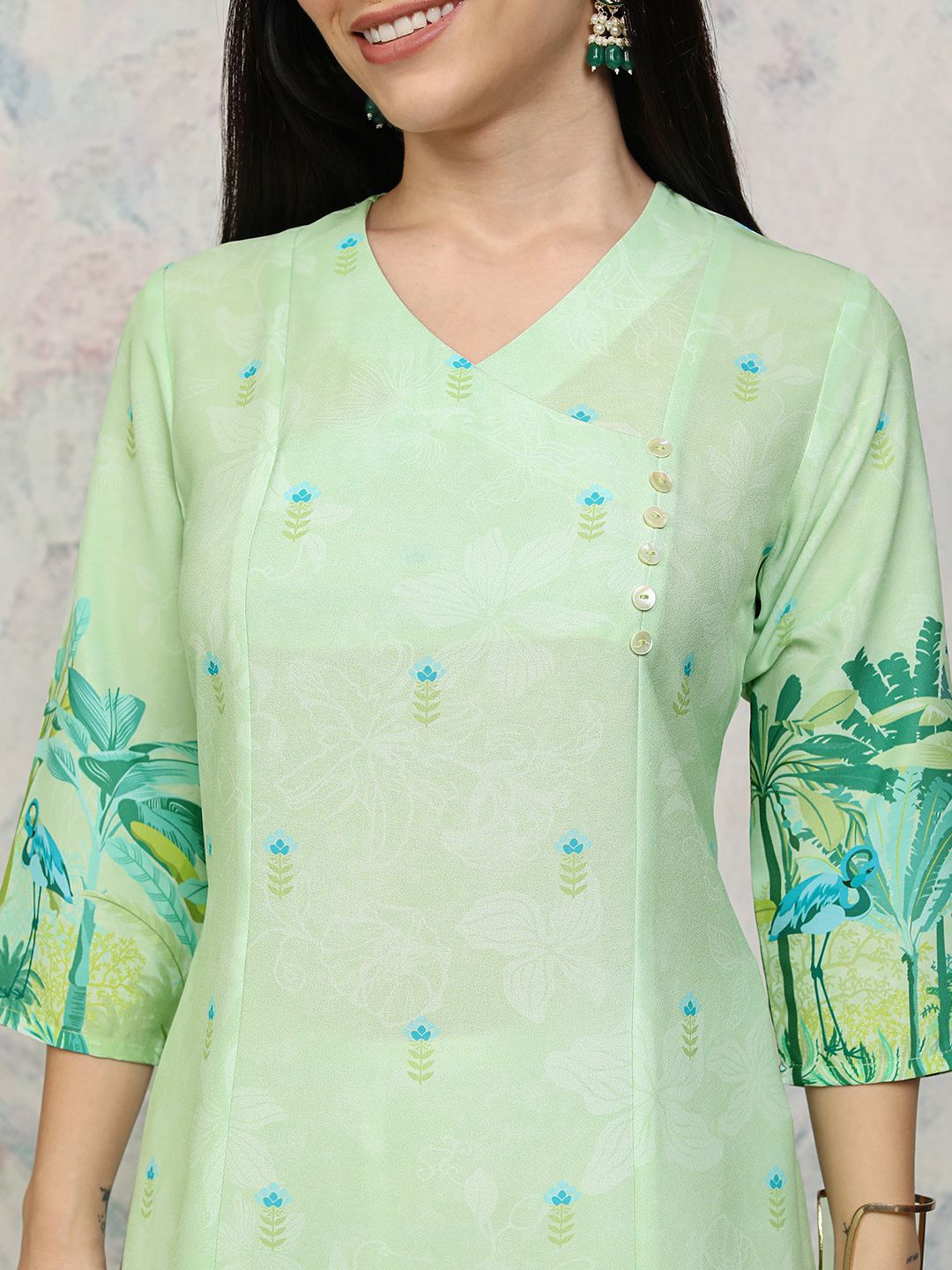Vishudh Women Floral Printed Sequinned Floral Kurta