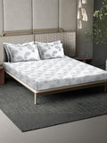 KLOTTHE Off White Ethnic Print Flat 400TC Kapas Tulen Cadar Super King & 4 Sarung Bantal