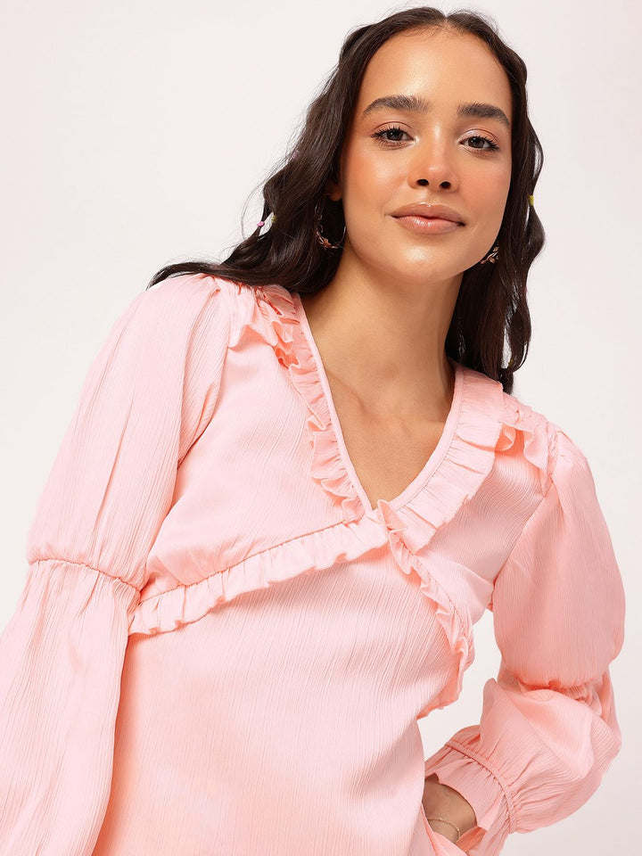DressBerry Triple Puff Flirty Ruffled Top
