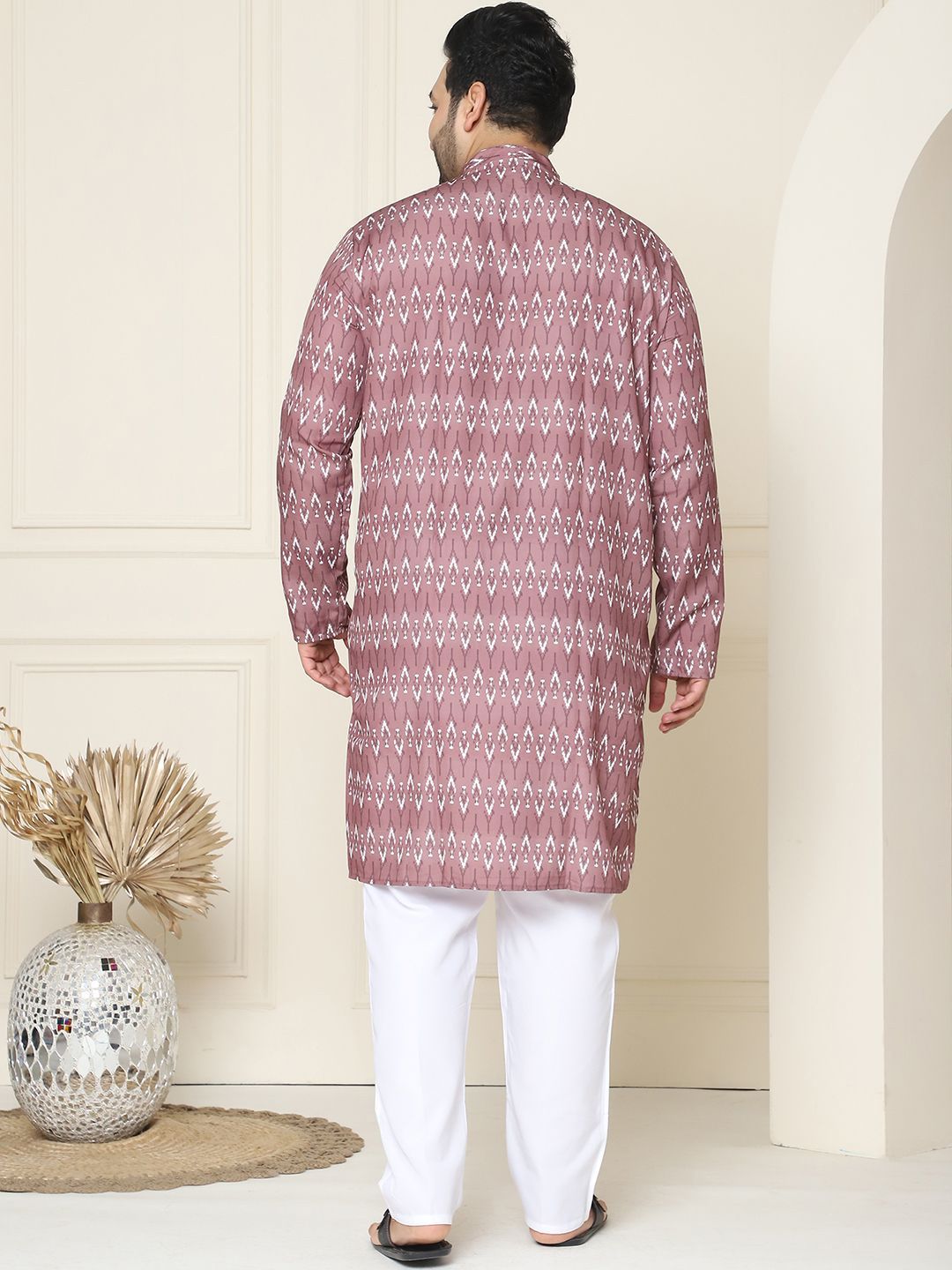 SOJANYA PLUS Geometric Printed Mandarin Collar Pure Cotton Straight Kurta with Pyjamas