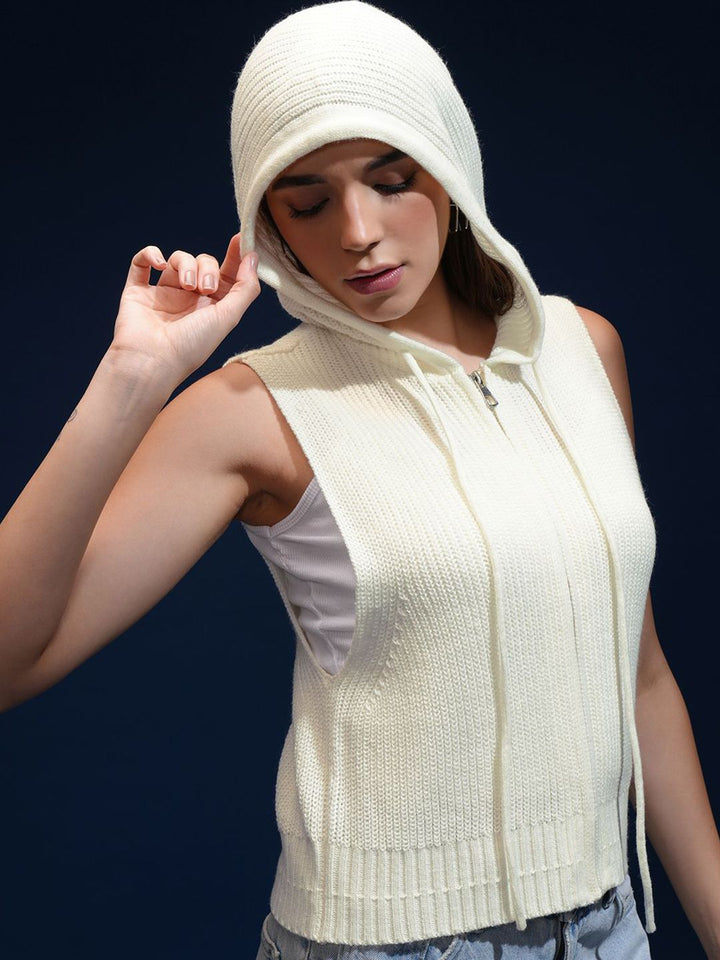 Tokyo Talkies Women Self Design Pullover with Zip Detail