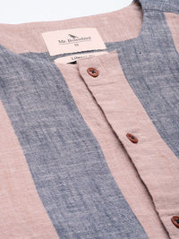 Mr Bowerbird Liberal Fit Self Striped Cotton Linen Casual Shirt
