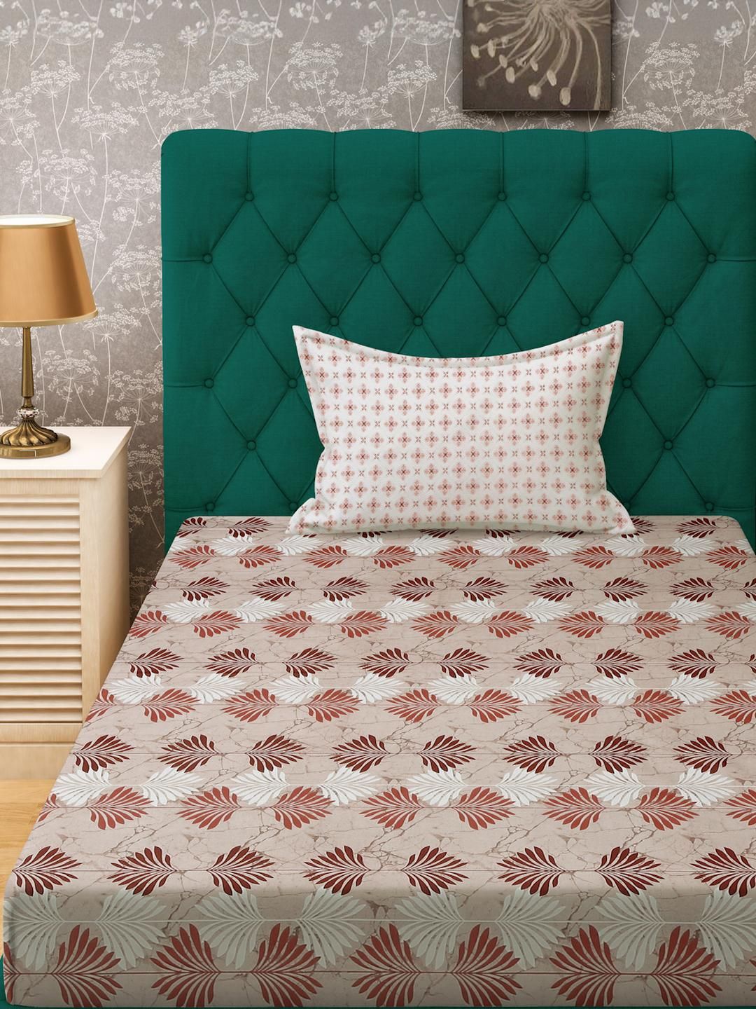 KLOTTHE Cadar Bujang Kapas Bunga Beige