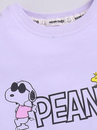Happy Faces Kids Girls Printed Pure Cotton Longline T-Shirt