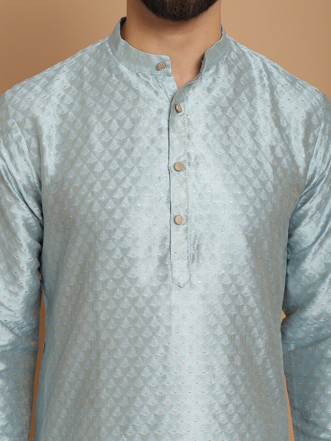 Anouk Men Blue Geometric Thread Work Kurta