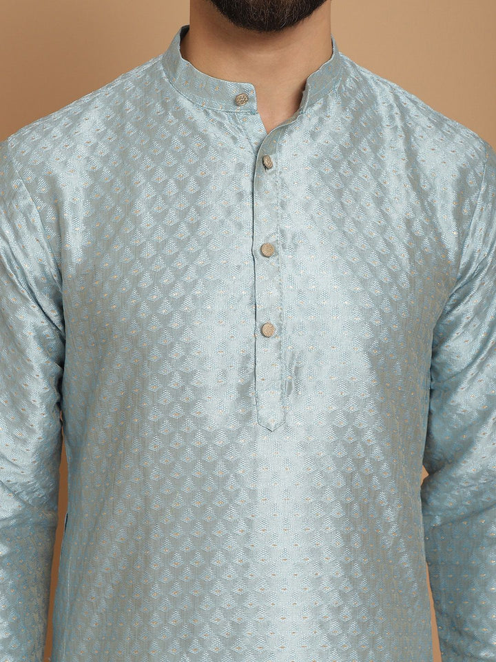 Anouk Men Blue Geometric Thread Work Kurta