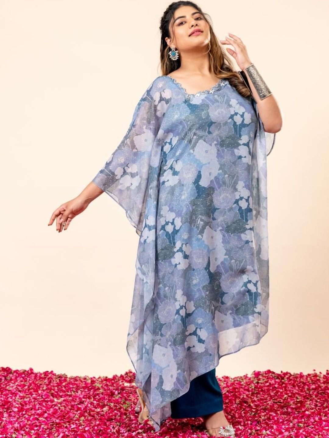 Set Co-Ords Kaftan & Seluar Bercetak Mamicha