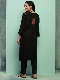 House of Chikankari Women Black Cotton Chikankari Embroidered Kurta