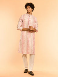 Diwas by Manyavar Geometric Printed Sequinned Mandarin Collar Cotton Straight Kurta