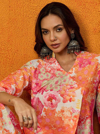 KALINI Printed Mandarin Collar Top With Trousers