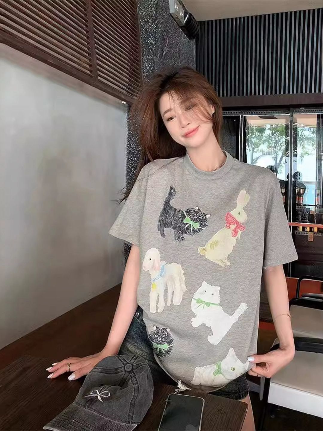 DressBerry Animal Printed Round Neck Cotton T-shirt