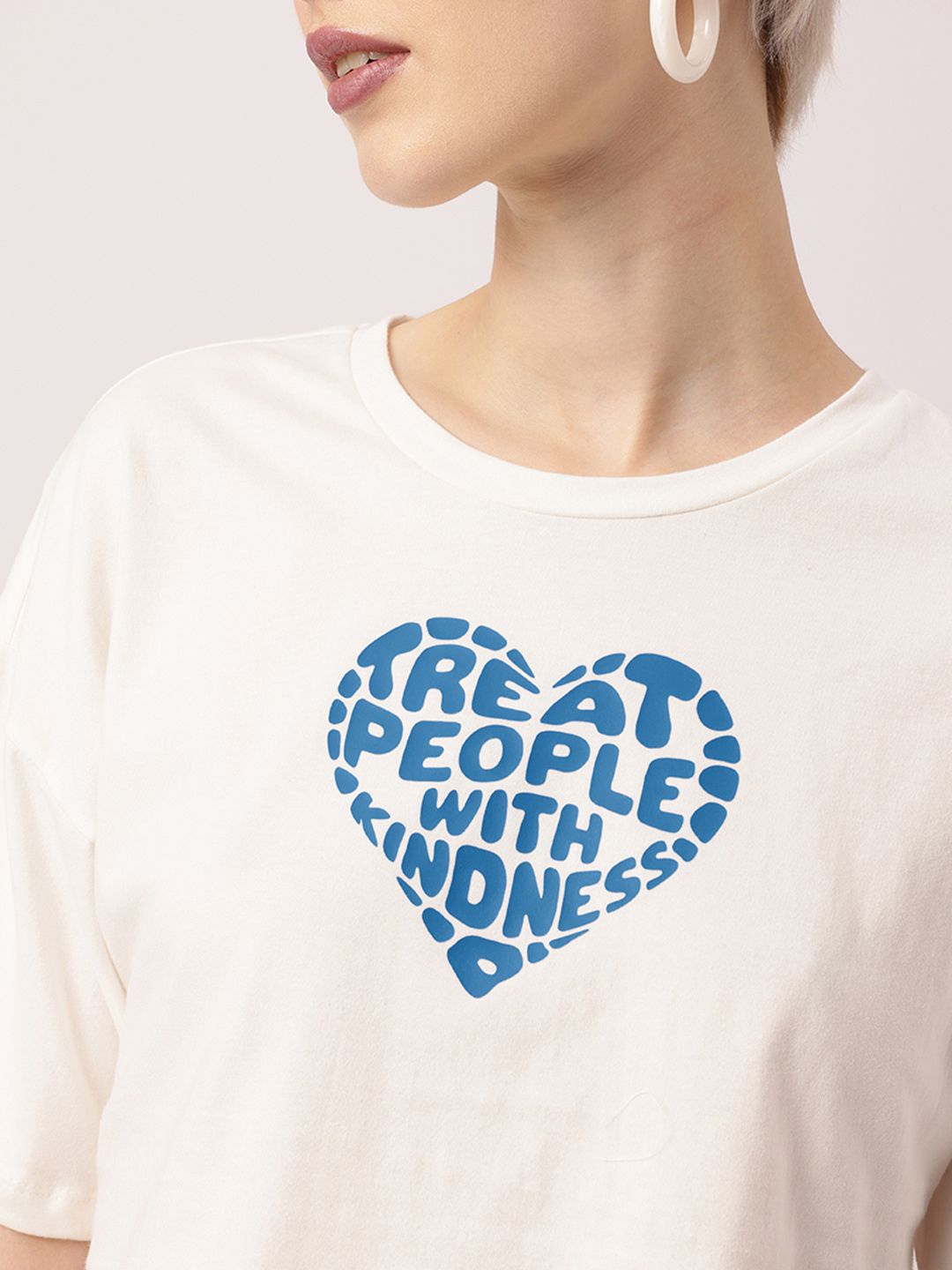 DressBerry Grunge Look, Kind Heart Printed Boxy Crop T-shirt