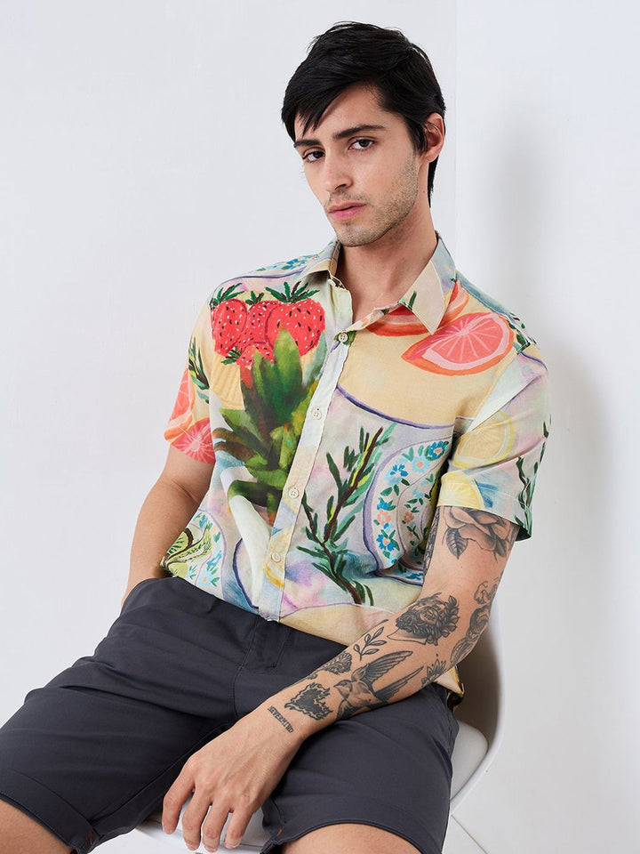 SPYKAR Men Spread Collar Floral Printed Cotton Casual Shirt