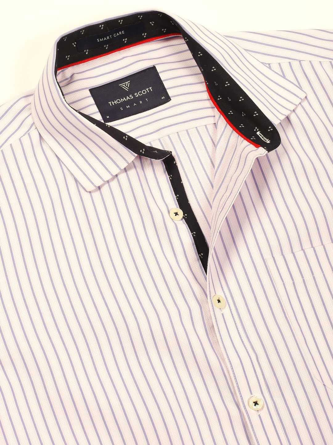Thomas Scott Men Smart Cutaway Collar Vertical Striped Cotton Formal Shirt