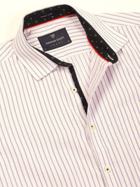 Thomas Scott Men Smart Cutaway Collar Vertical Striped Cotton Formal Shirt