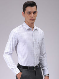 The Indian Garage Co. X Luxe Men Cutaway Collar Checked Slim Fit Formal Shirt