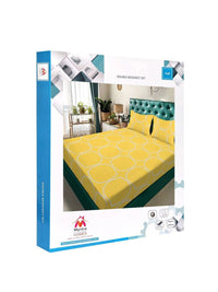 Myntra Elegant Homes Yellow Geometric 300 TC King Double Bedsheet with 2 Pillow Covers