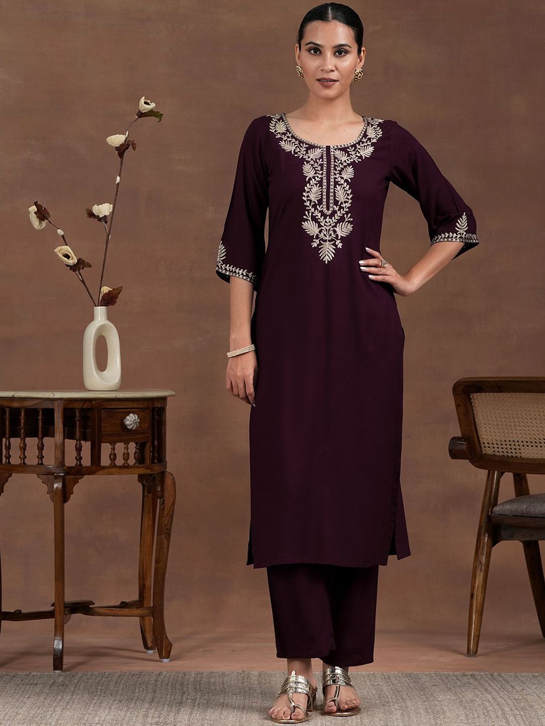 Libas Floral Yoke Design Kurta with Trouser