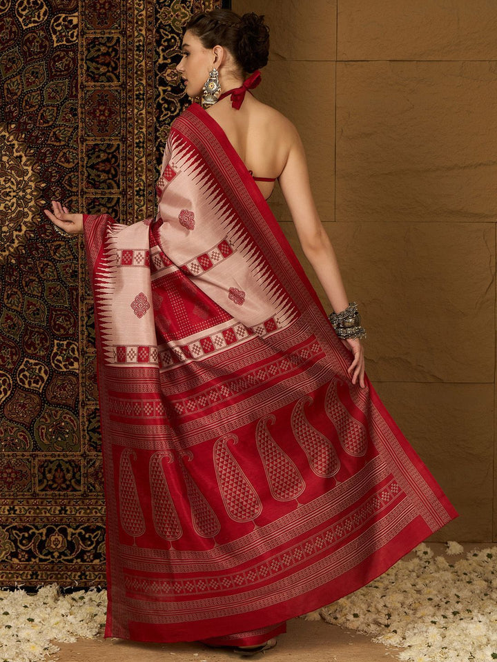 Saree mall Ethnic Motifs Silk Blend Designer Ikat Sarees