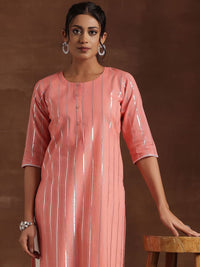 Libas Striped Gotta Patti Cotton Straight Kurta