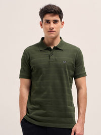 THE BEAR HOUSE Men Striped Polo Collar Pure Cotton T-shirt