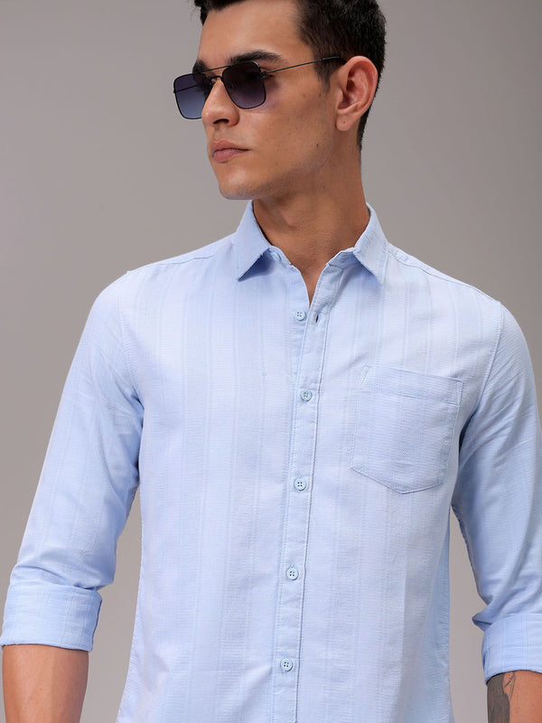 Lelaki Garage CO India Slim sesuai dengan baju kasual berjalur