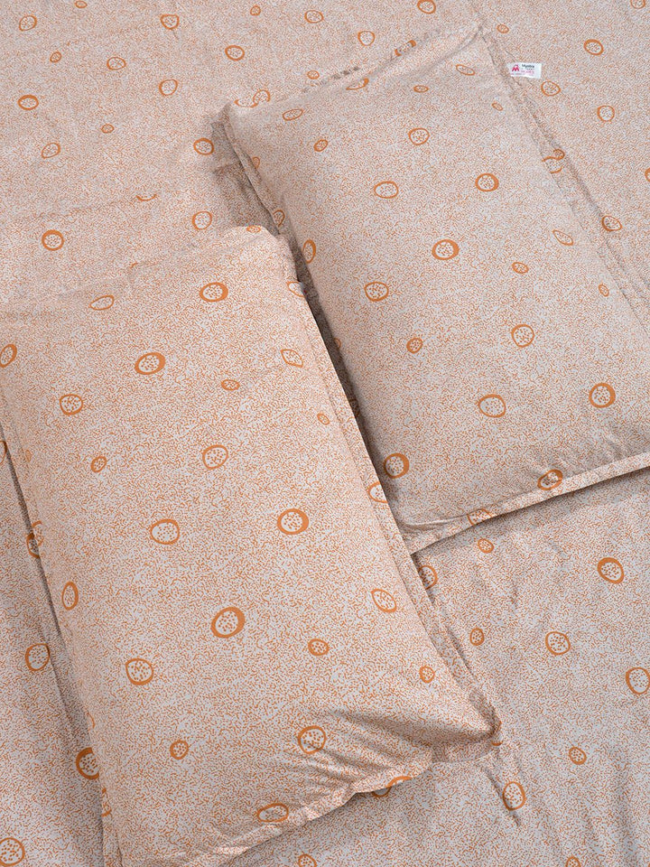 Myntra Elegant Homes Orange Geometric Printed Dilengkapi Cadar King 400TC & 2 Sarung Bantal