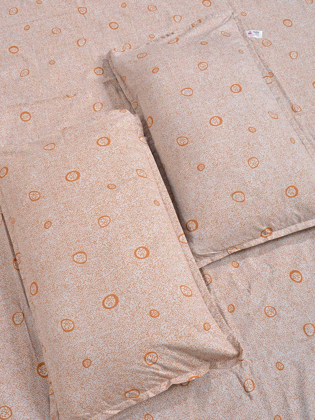 Myntra Elegant Homes Orange Geometric Printed Dilengkapi Cadar King 400TC & 2 Sarung Bantal