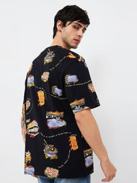 SPYKAR Men Conversational Printed Round Neck Cotton Relaxed Fit T-shirt