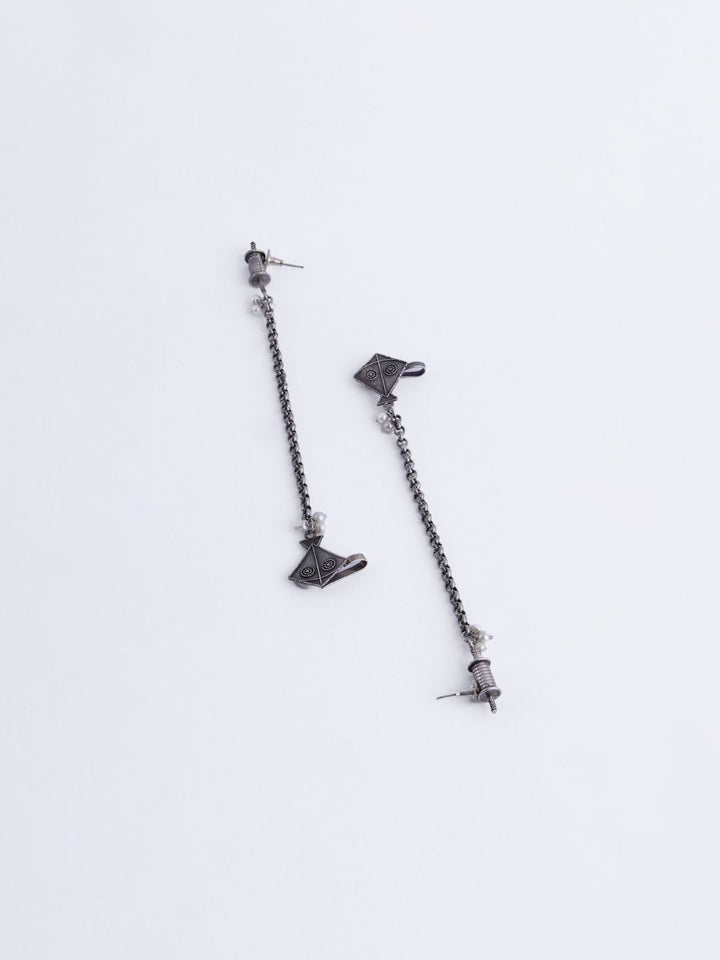 Anouk Silver Plated Cubic Zirconia Studded Contemporary Drop Subang