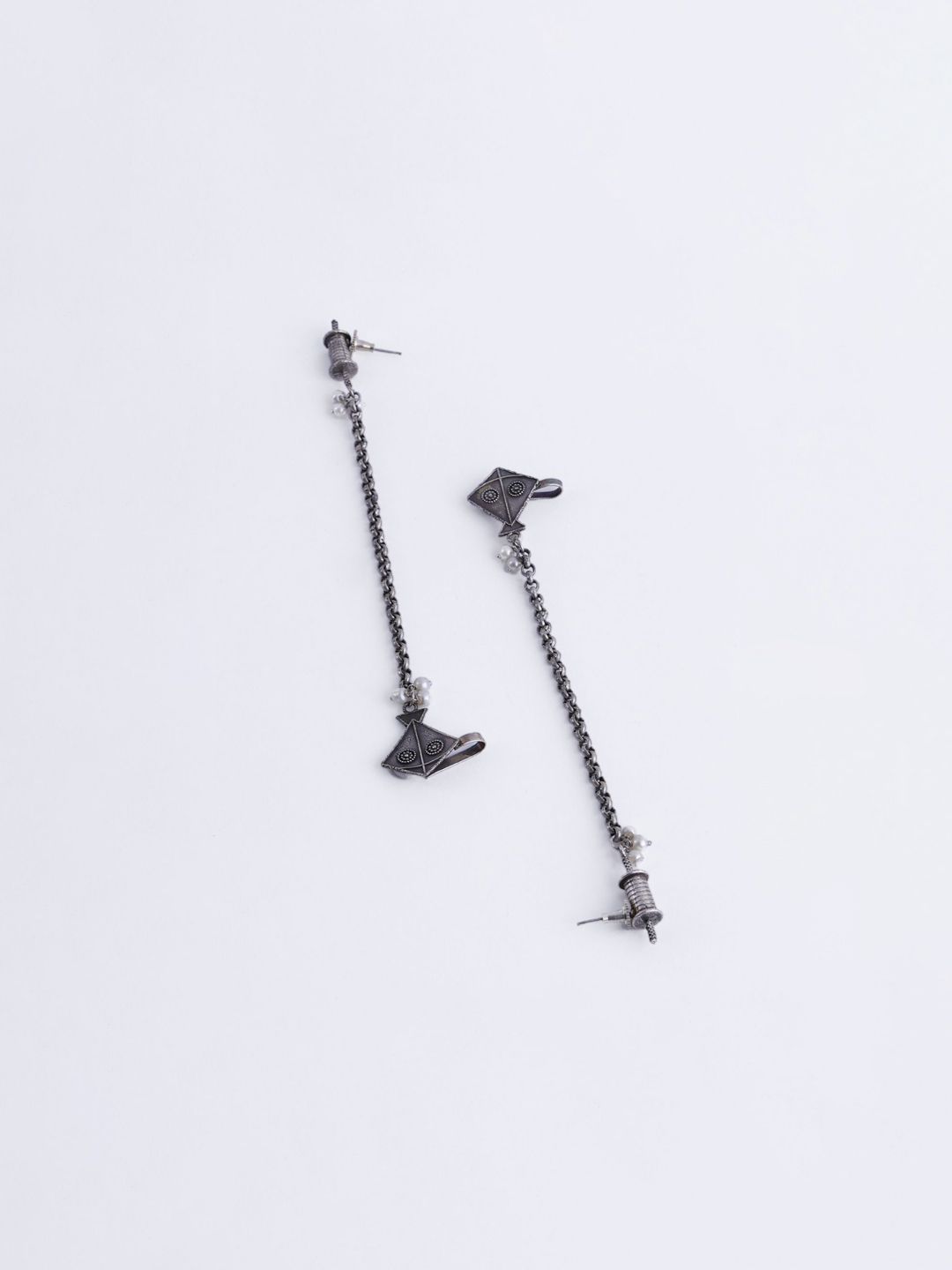 Anouk Silver Plated Cubic Zirconia Studded Contemporary Drop Subang