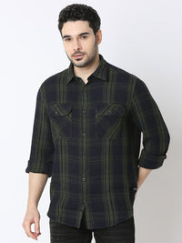 SPYKAR Men Slim Fit Spread Collar Tartan Checked Cotton Casual Shirt