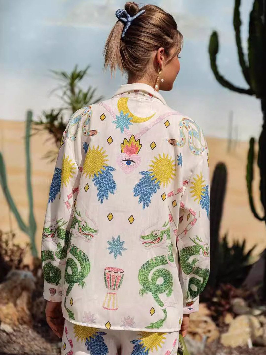 all about you Desert Bloom Relaxed Floral Printed Shirt Collar Shirt & Palazzos