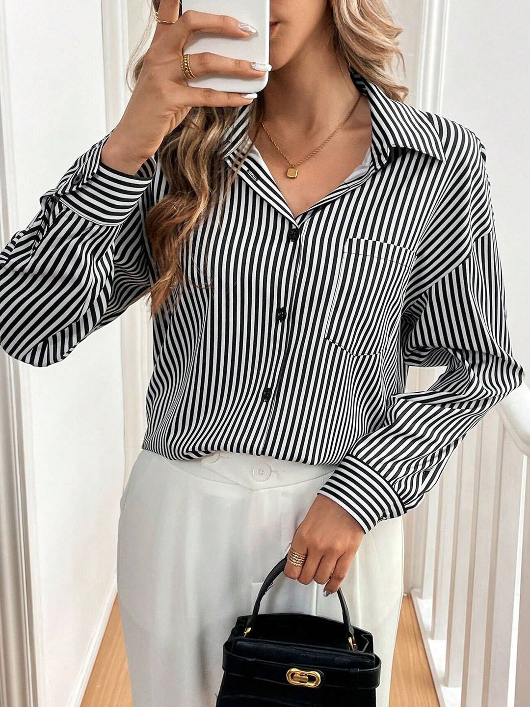 all about you Women Opaque Striped Casual Shirt
