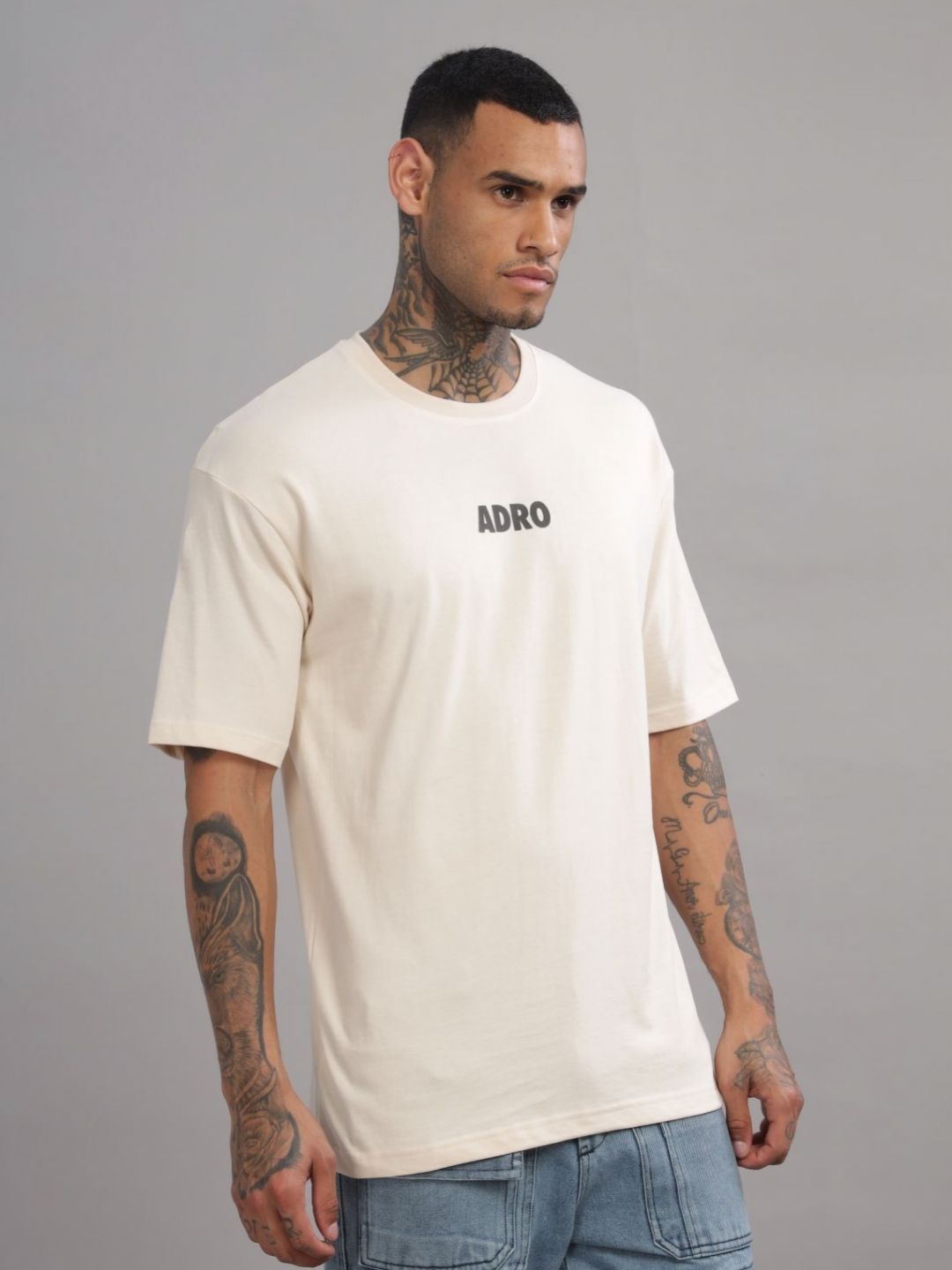 ADRO Lelaki Grafik Bercetak T-Shirt Bersaiz Besar Kapas Leher Bulat