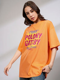 Street By Tokyo Talkies Women Typography Printed Round Neck Oversized T-shirt