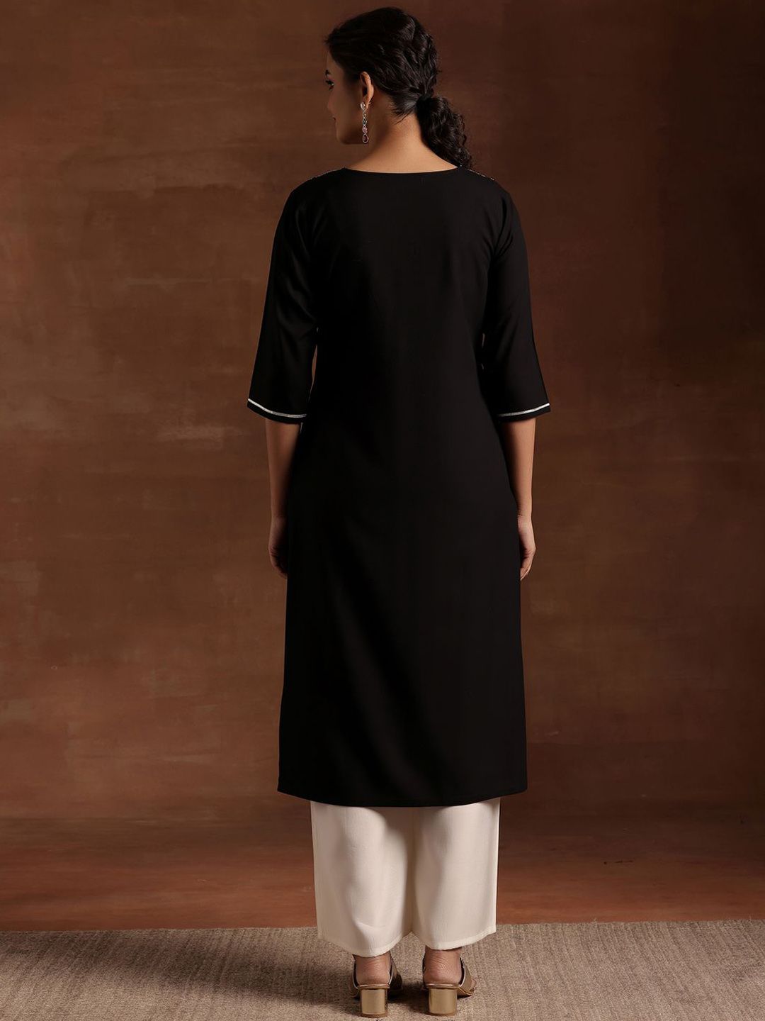 Libas Floral Yoke Design Straight Kurta