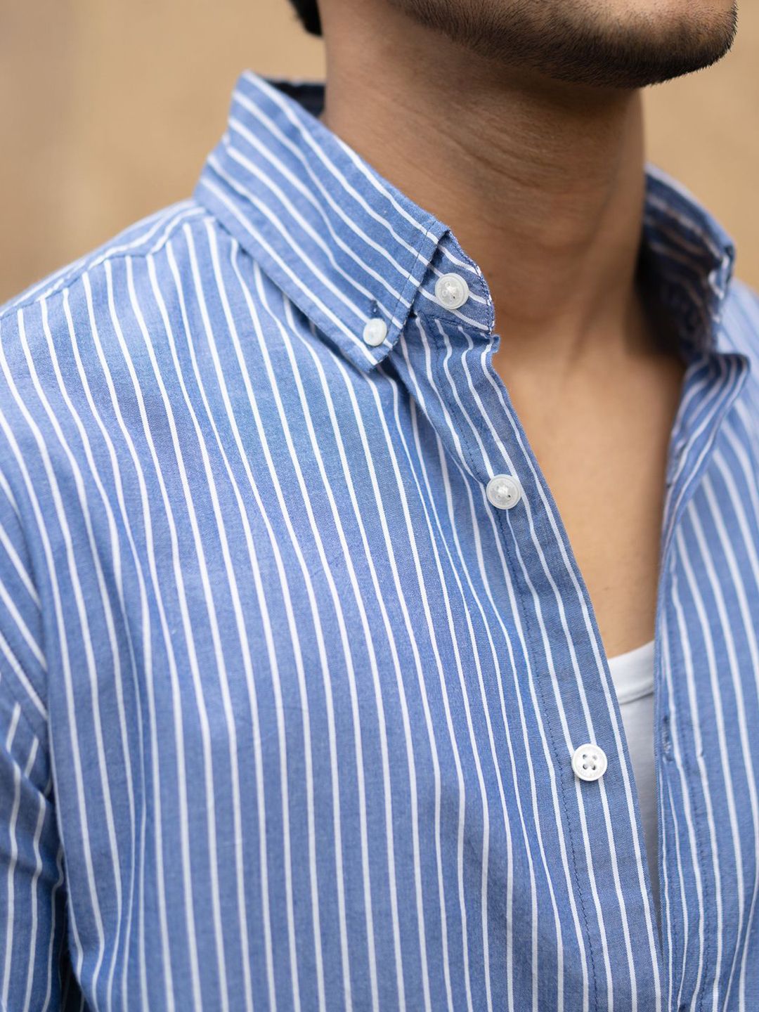 Powerlook Pin Striped Lightweight Pure Cotton Shirt