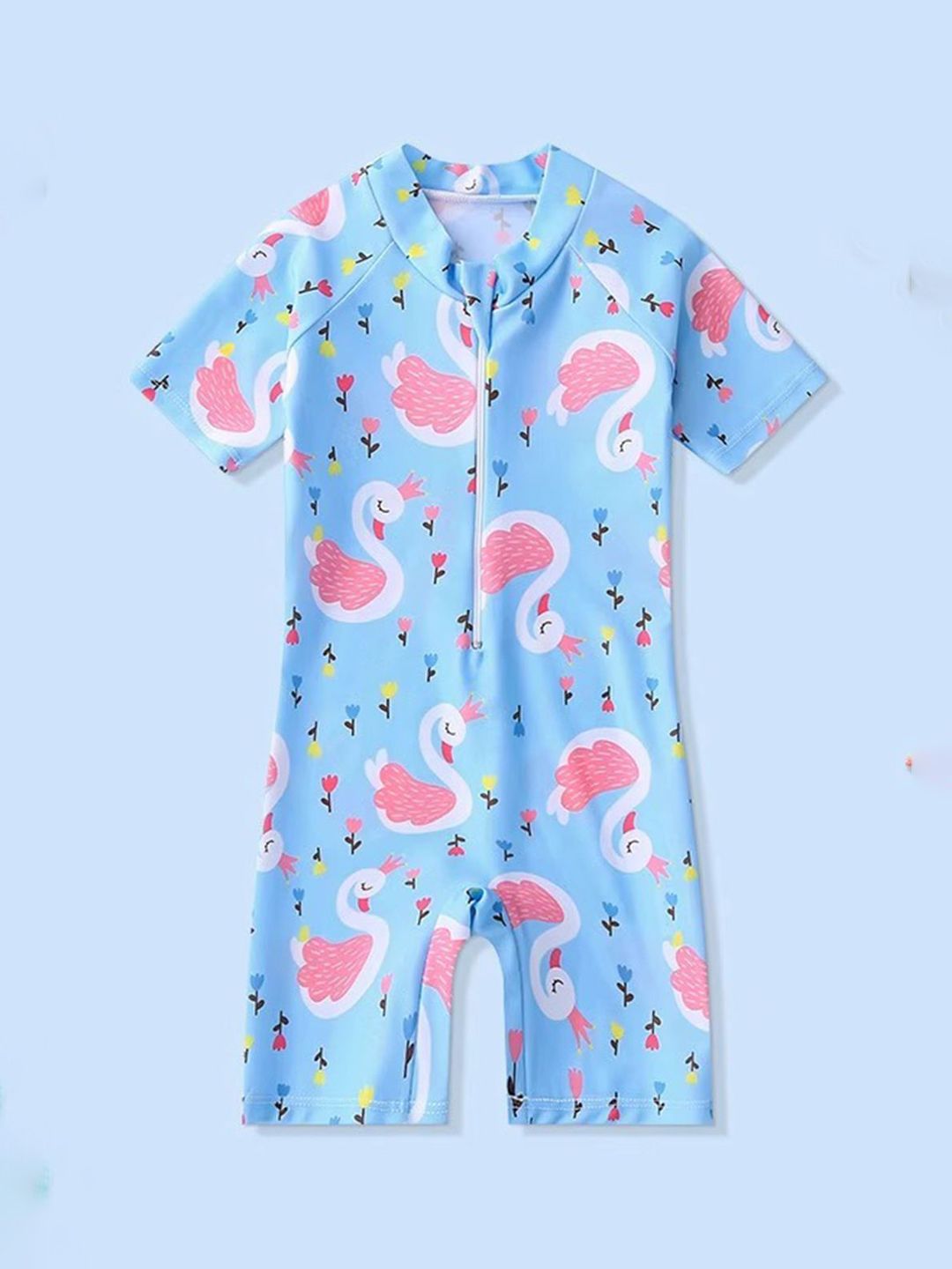 YK Girls Printed Round Neck Legsuit