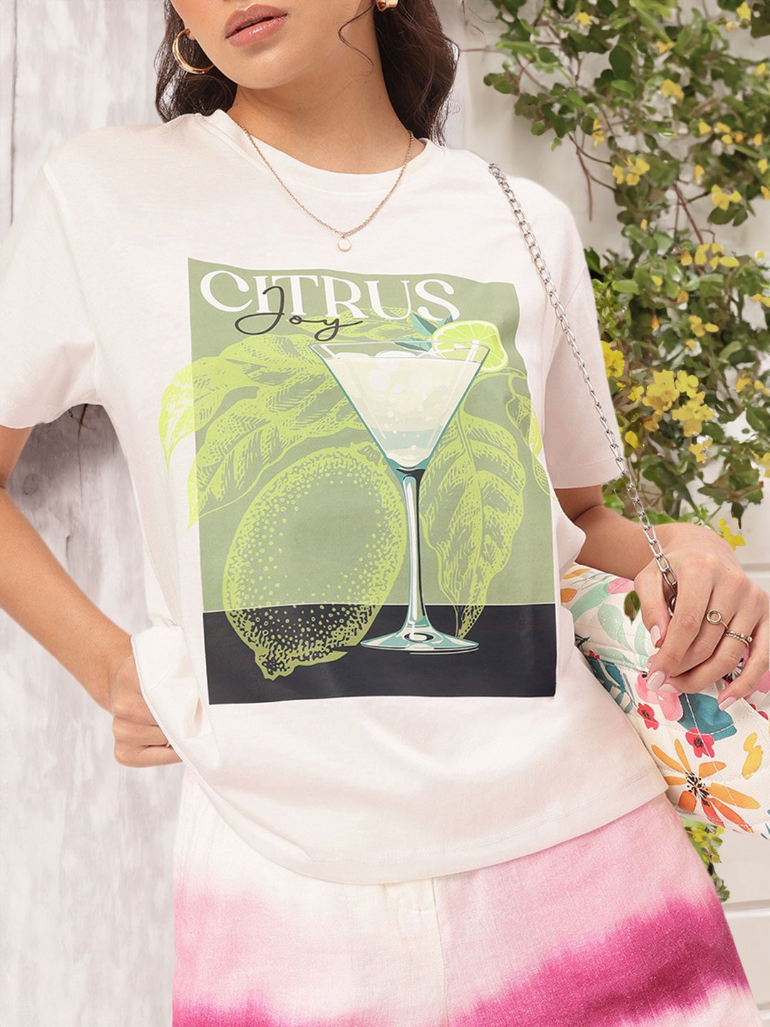 DressBerry Citrus Punk Style Printed Relaxed Fit T-shirt