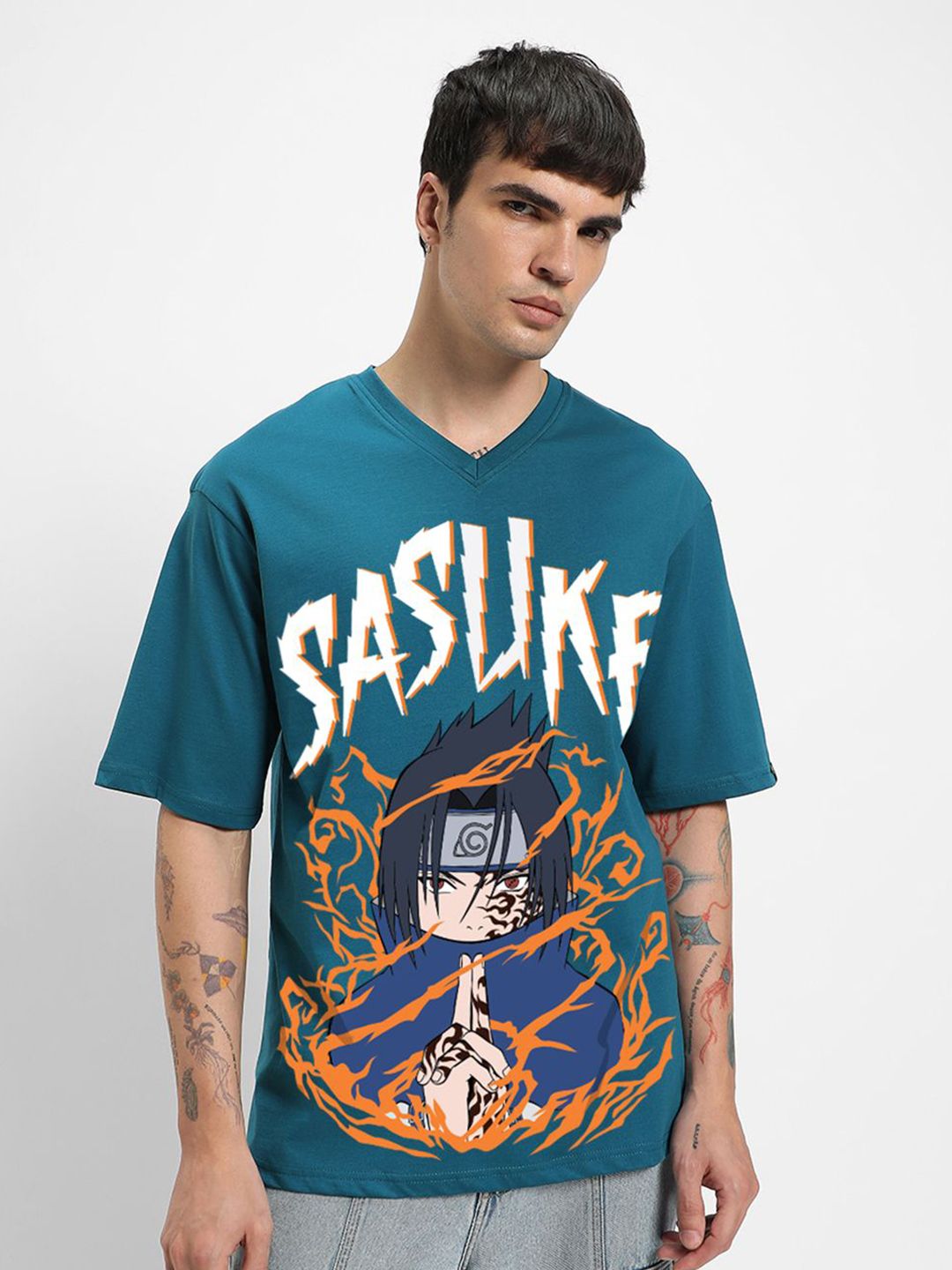 Bewakoof Men Printed V-Neck T-shirt