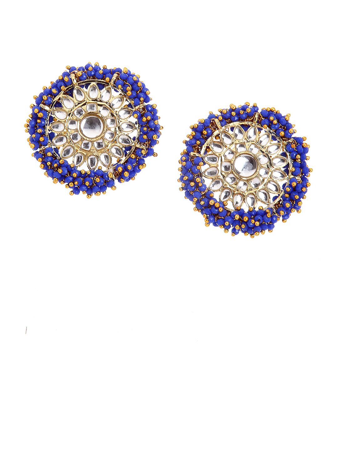 Karatcart Blue Floral Studs Anting -anting