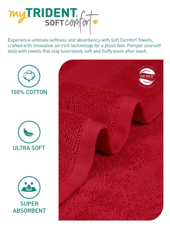 MYTRIDENT Red Cotton 500 GSM Bath Towel