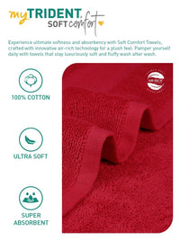 MYTRIDENT Red Cotton 500 GSM Bath Towel