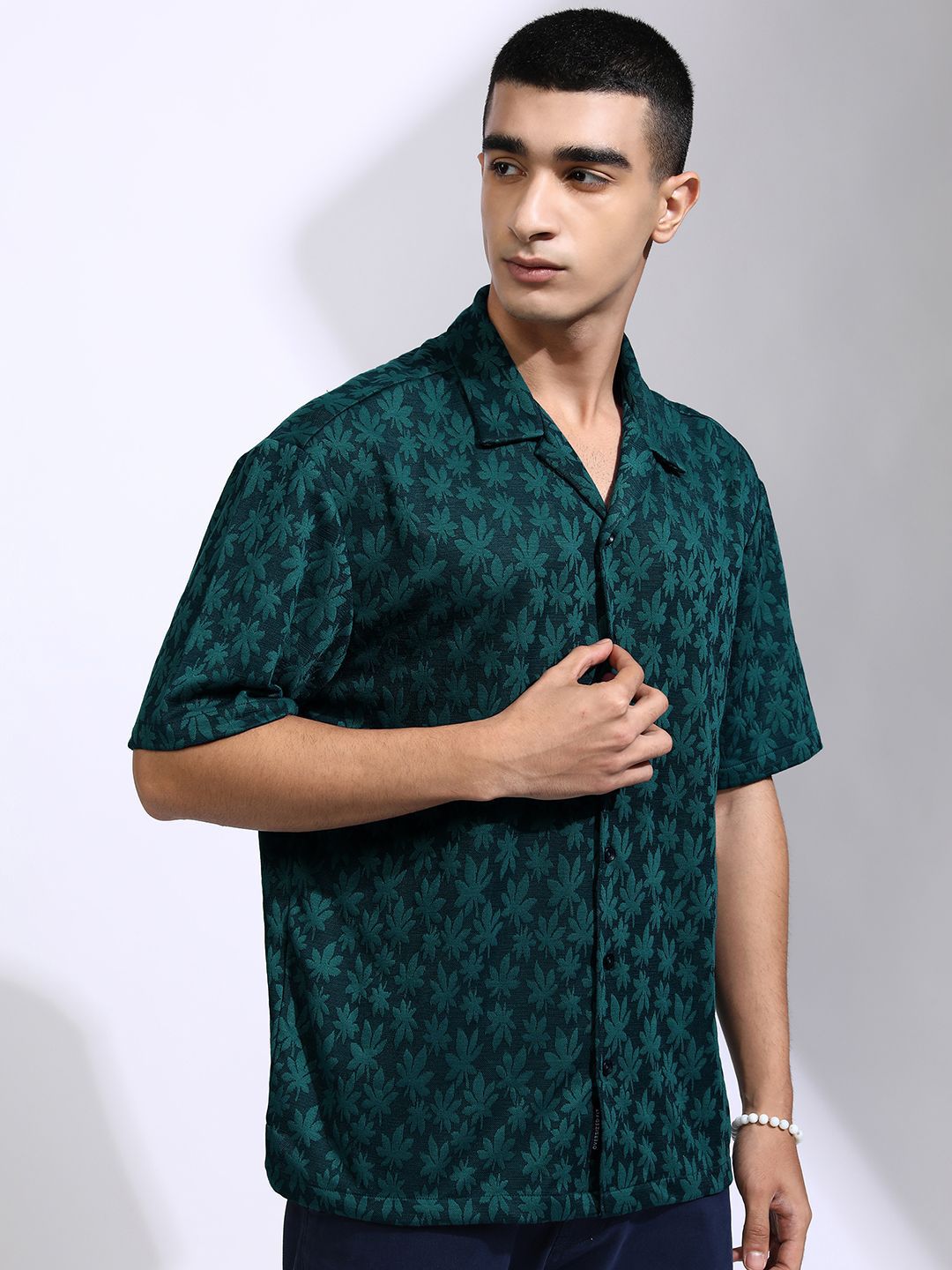 HIGHLANDER Men Printed Resort Collar Oversised Shirt