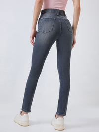 SPYKAR Women Slim Fit High-Rise Low Distress Heavy Fade Jeans