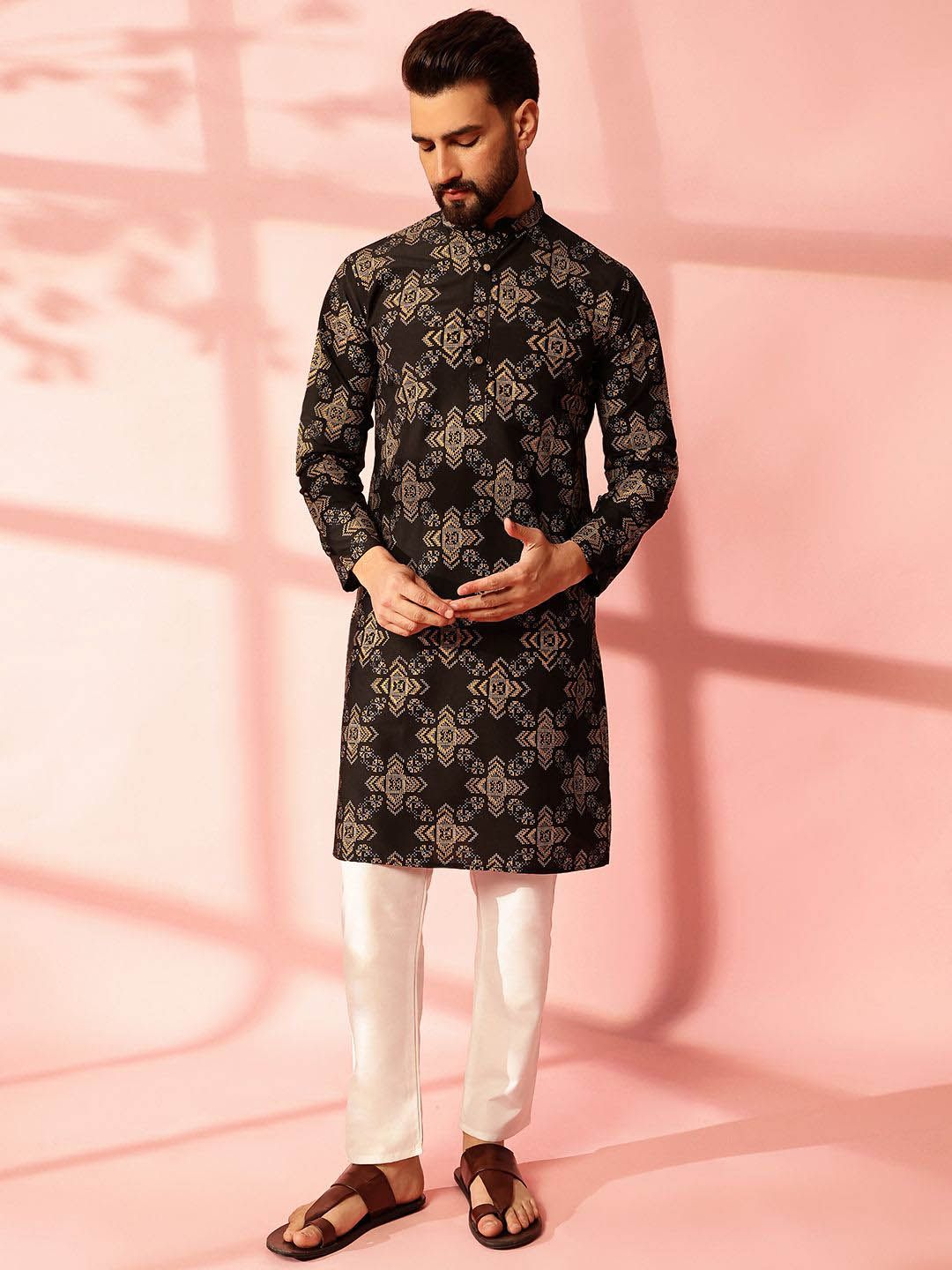 Anouk Men Ethnic Motifs Printed Regular Kurta with Pyjamas