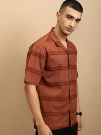 Highlander Men Chenille Yarn Dobby Textured Cuabn Collar Relaxed Shirt