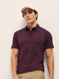 THE BEAR HOUSE Men Solid Polo Collar Cotton Slim Fit T-shirt